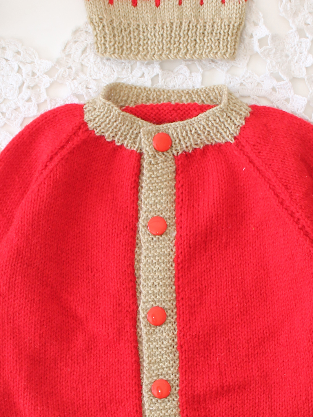 Handknitted Sweater Set - Red