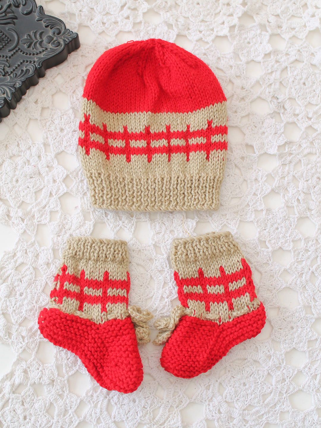 Handknitted Sweater Set - Red