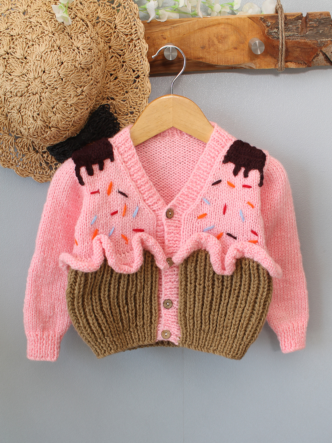 Knitted Cupcake Sweater - Pink