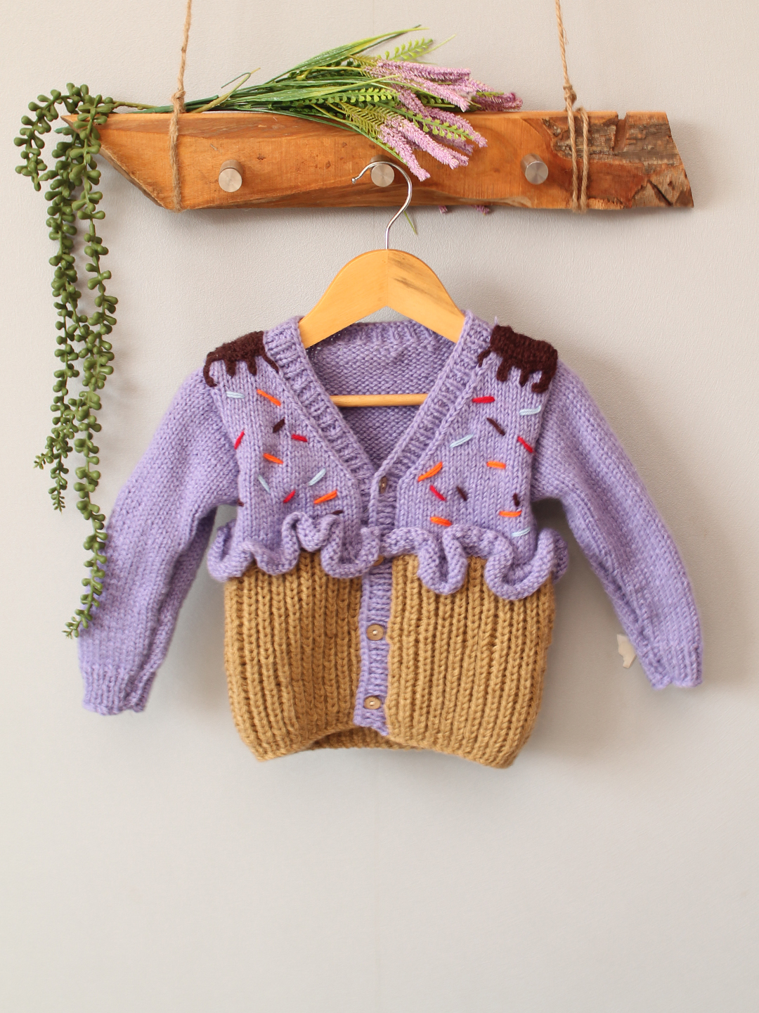Handnitted Cupcake Sweater - Lavender