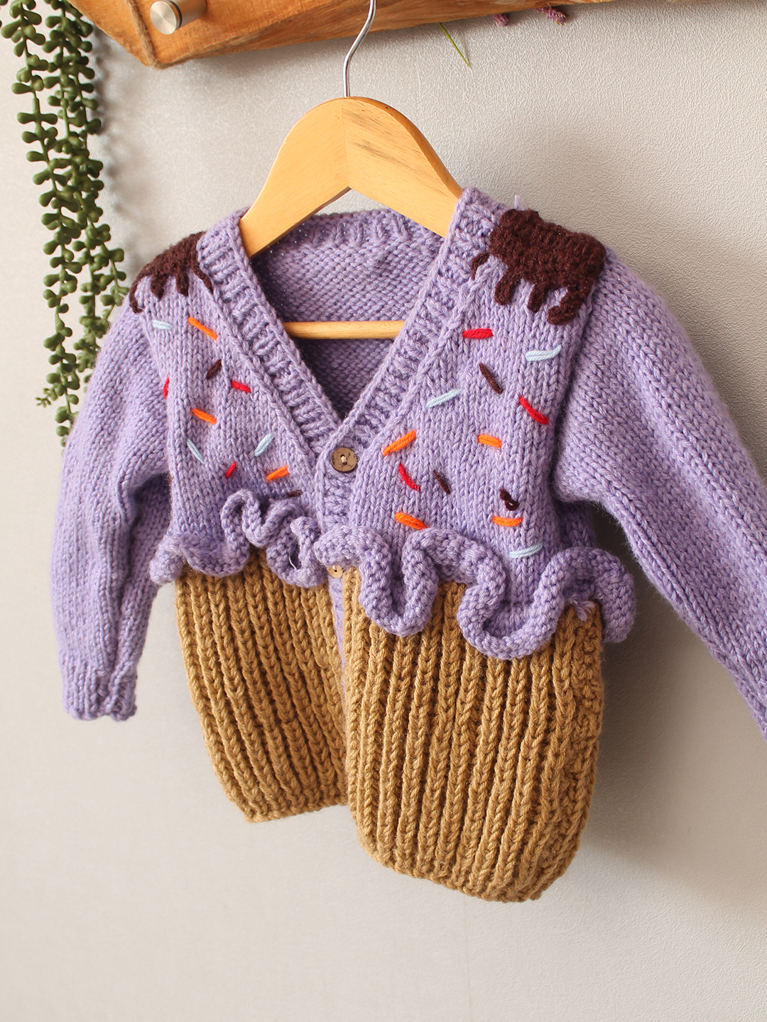 Handnitted Cupcake Sweater - Lavender