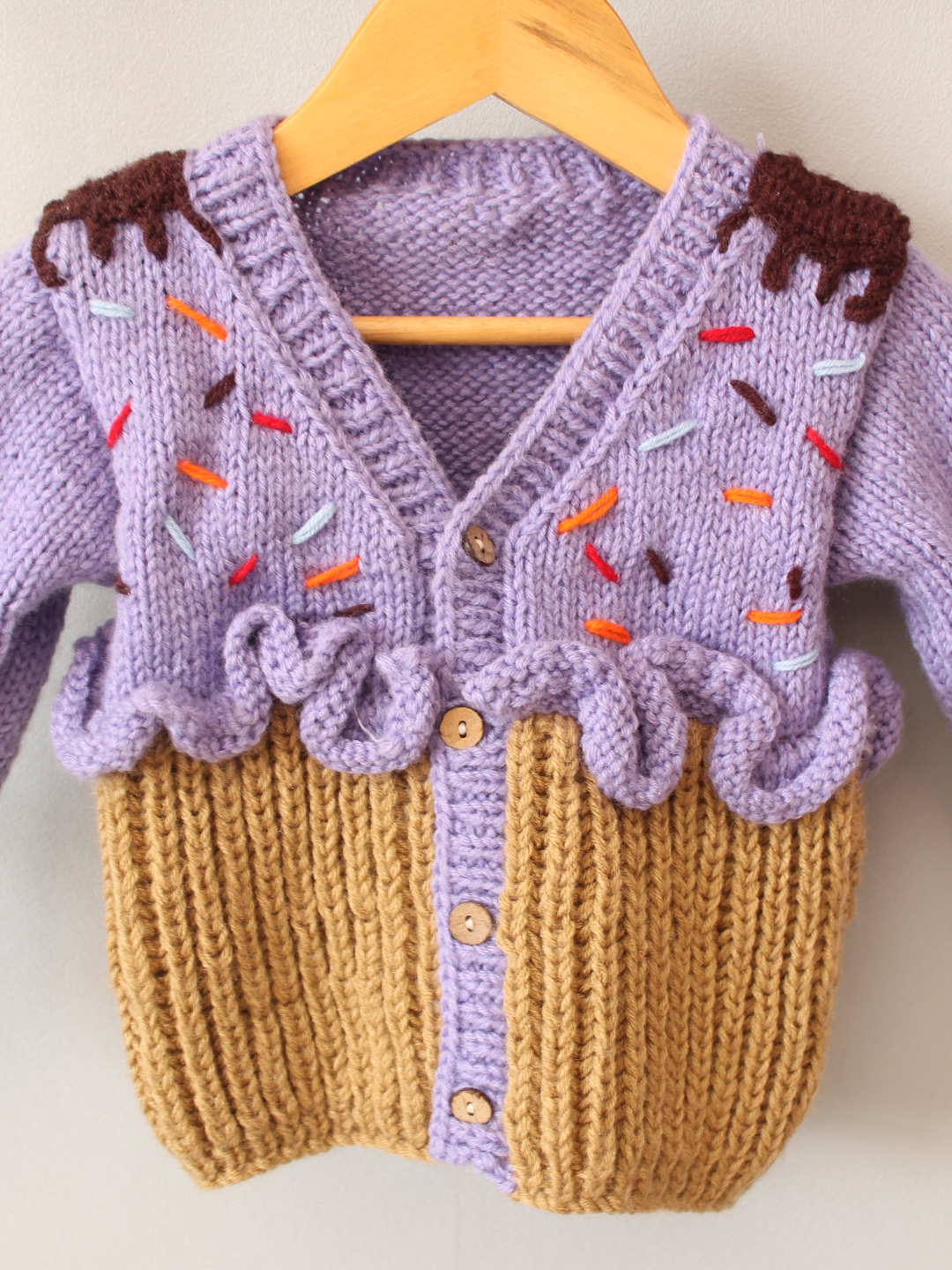 Handnitted Cupcake Sweater - Lavender