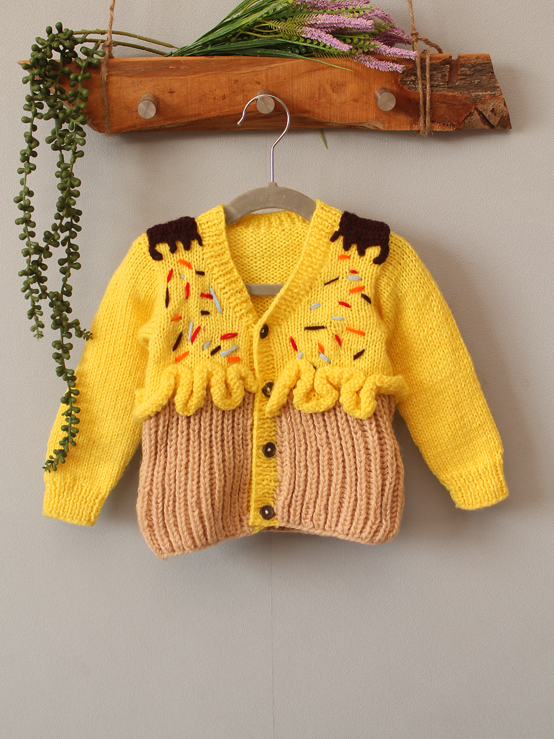 Handnitted Cupcake Sweater - Yellow