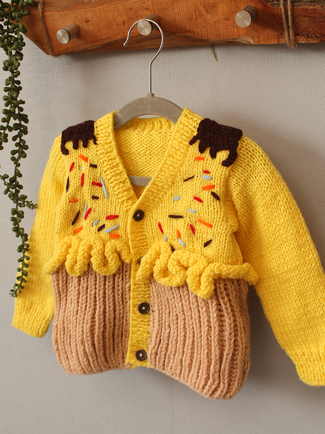 Handnitted Cupcake Sweater - Yellow