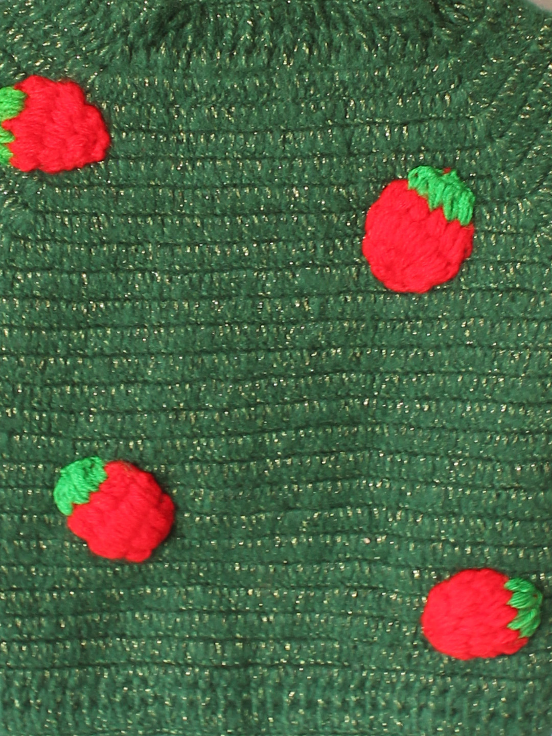 Crochet Strawberry Baby Sweater - Green