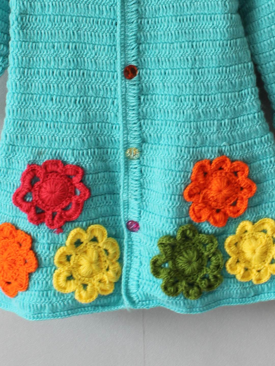 Crochet Floral Collar Detailed Sweater - Blue