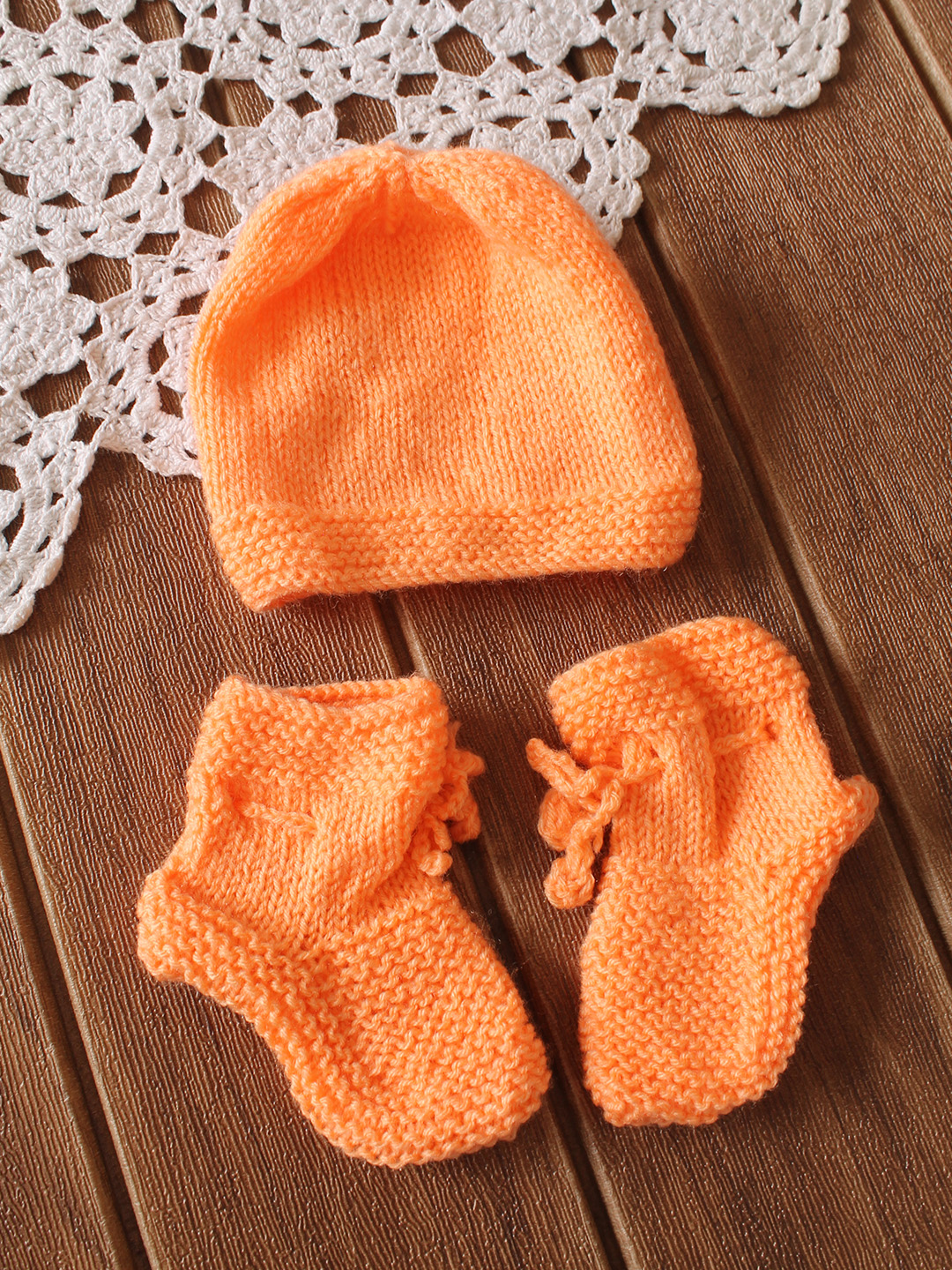Handknitted Floral Embroidered Sweater - Orange