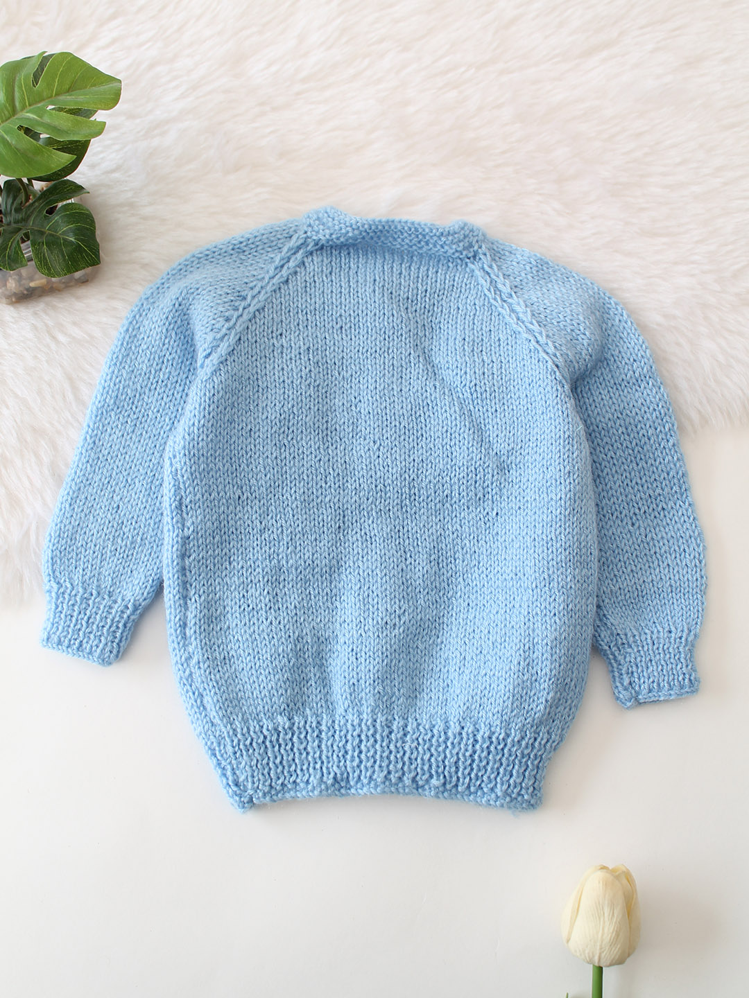 Handknitted Ice-Cream Cone Design Sweater - Sky Blue