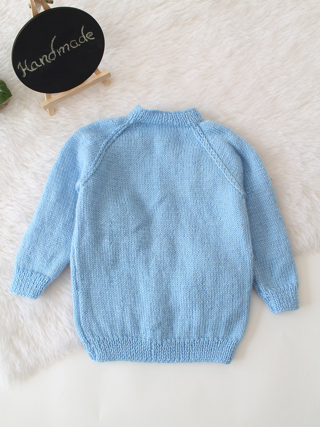 Handknitted 3D Sunflower Sweater - Sky Blue