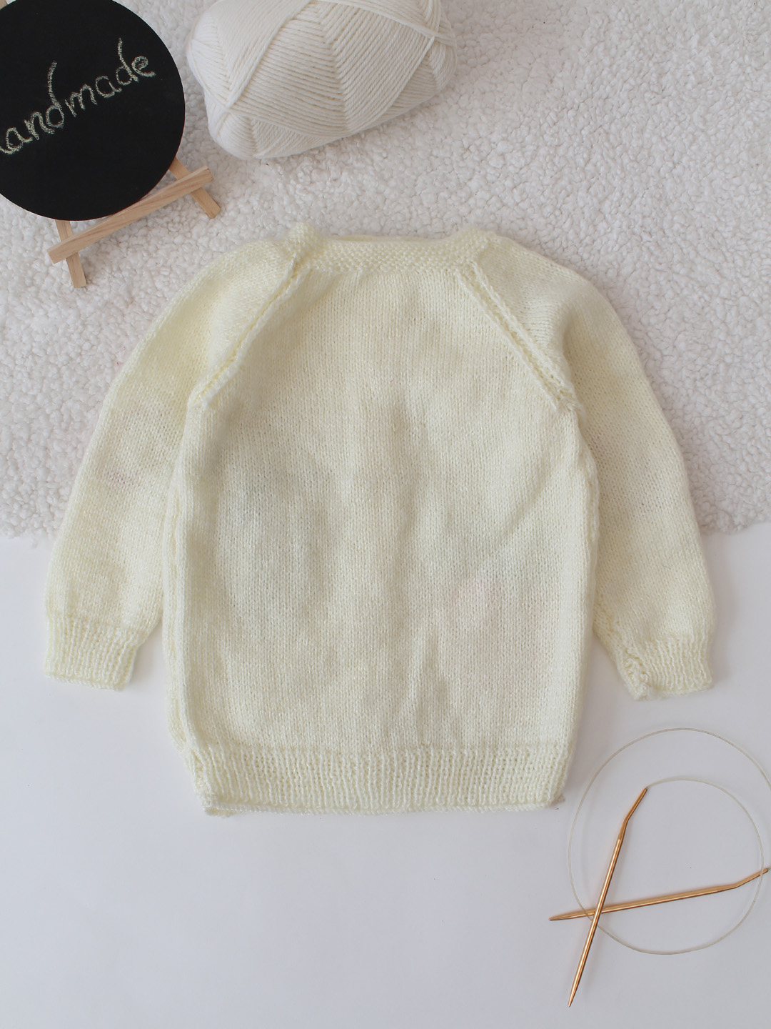 Handknitted 3D Fruit Applique Sweater - Cream