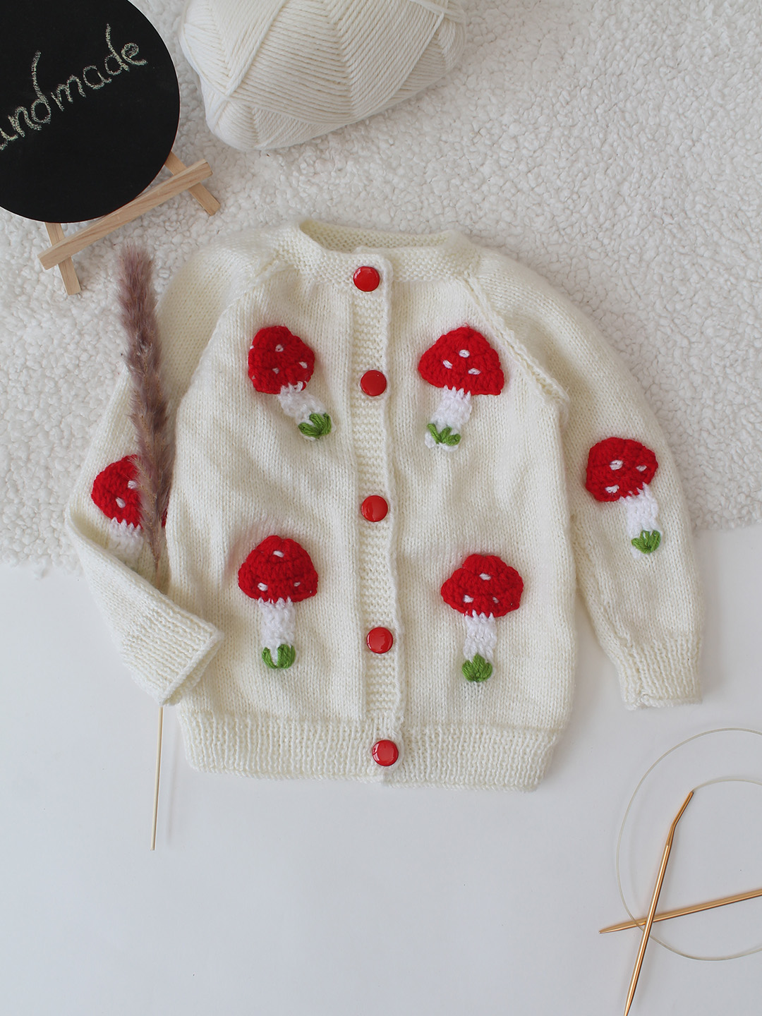 Handknitted Mushroom Sweater - Cream