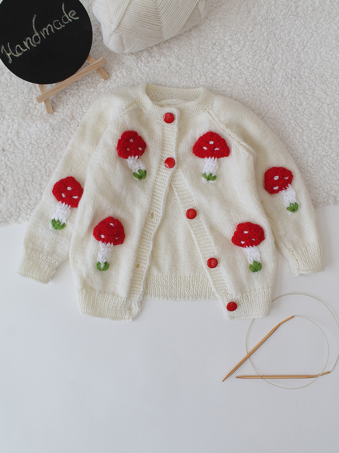 Handknitted Mushroom Sweater - Cream