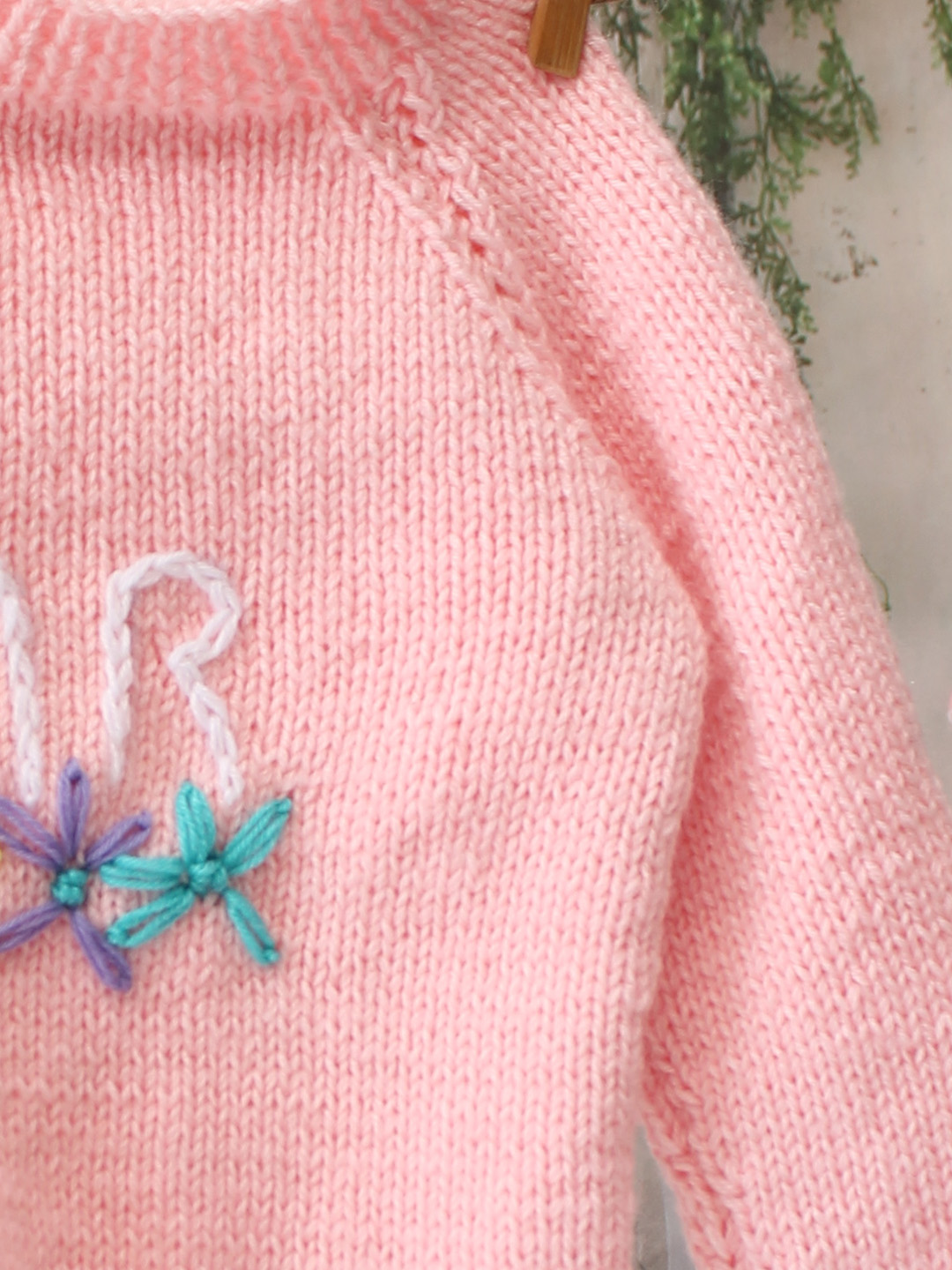 Handknitted Embroidered Bunny Ears Pullover