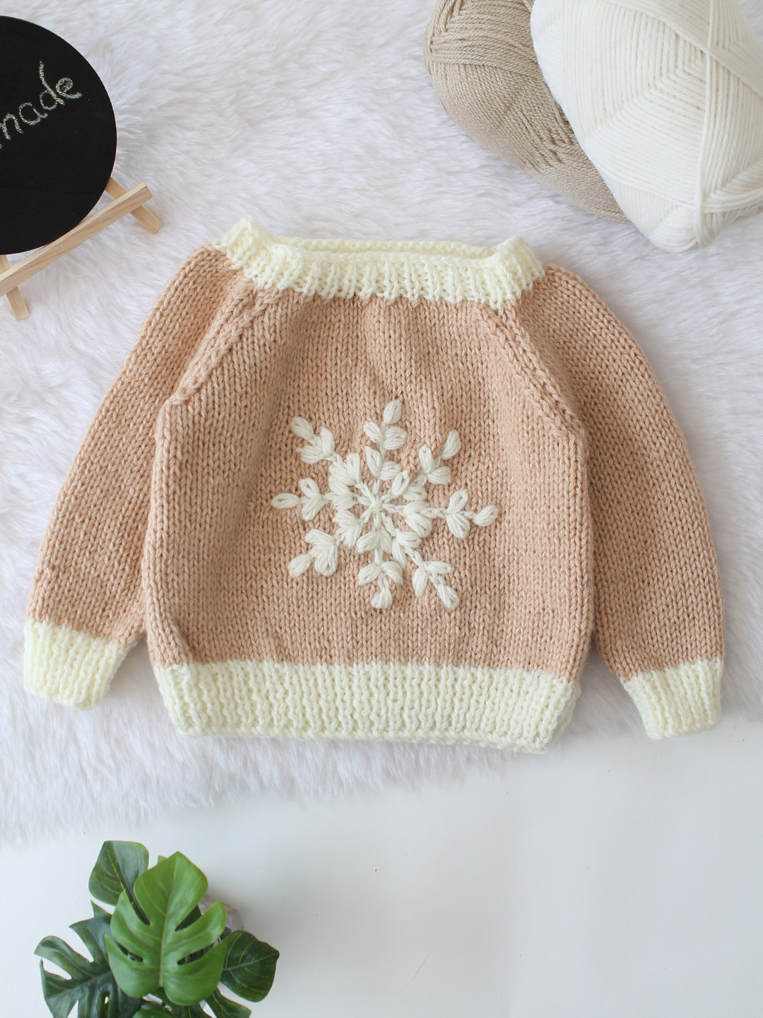Snowflake Pullover Sweater - Beige