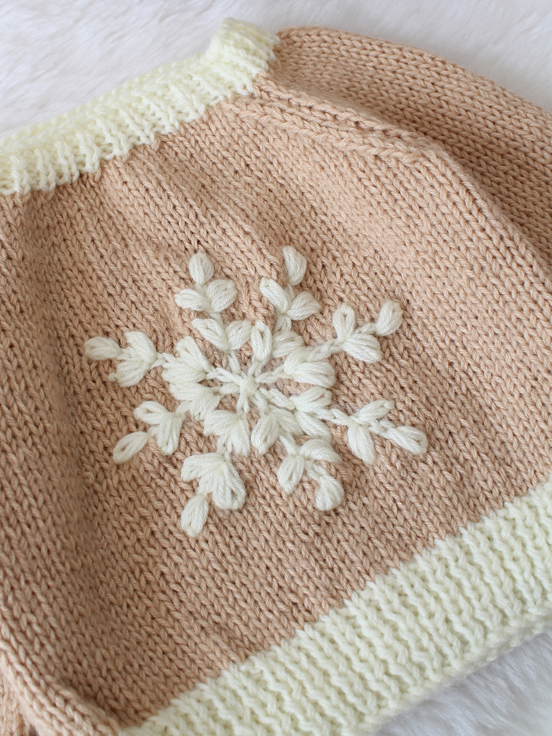 Snowflake Pullover Sweater - Beige