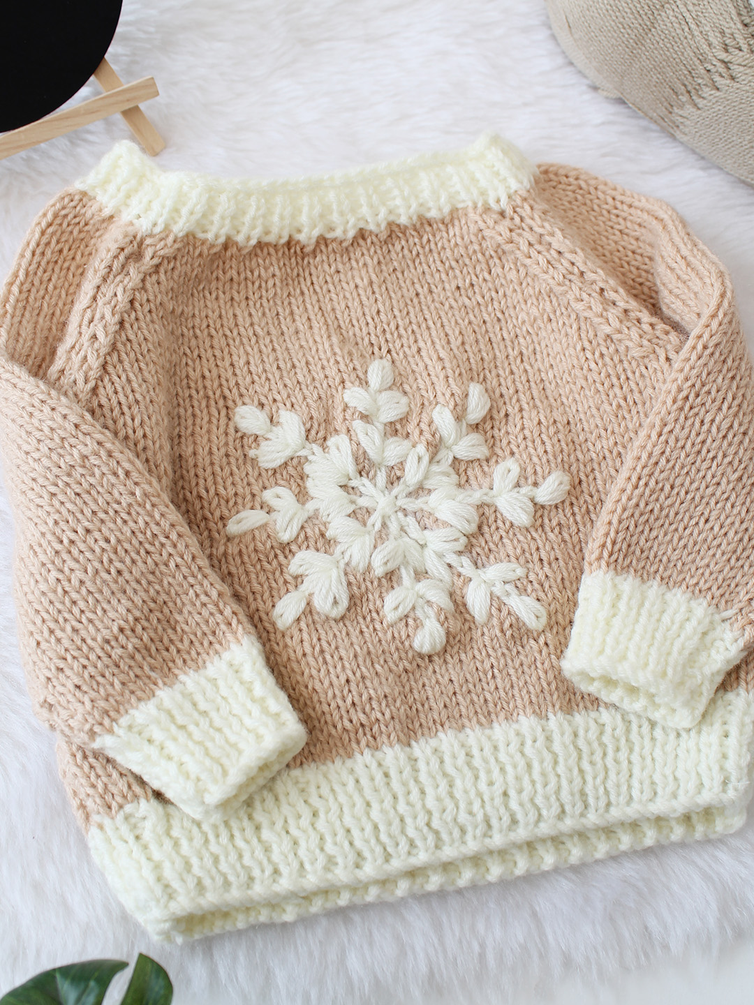 Snowflake Pullover Sweater - Beige
