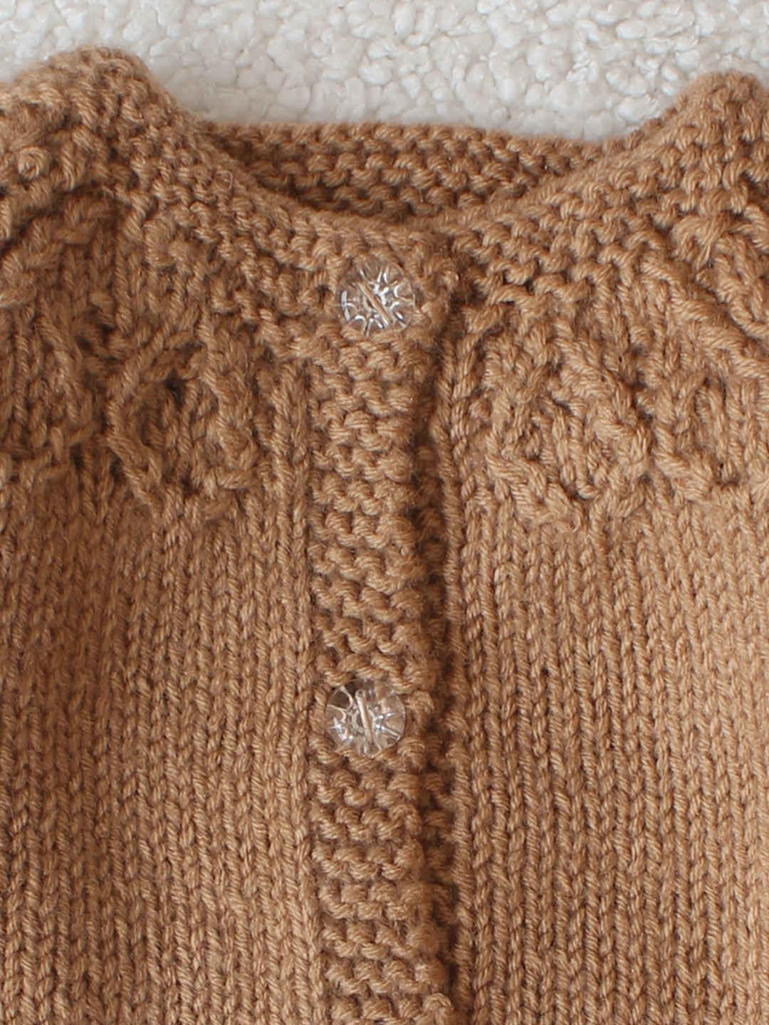 Handknitted Self Design Sweater - Brown