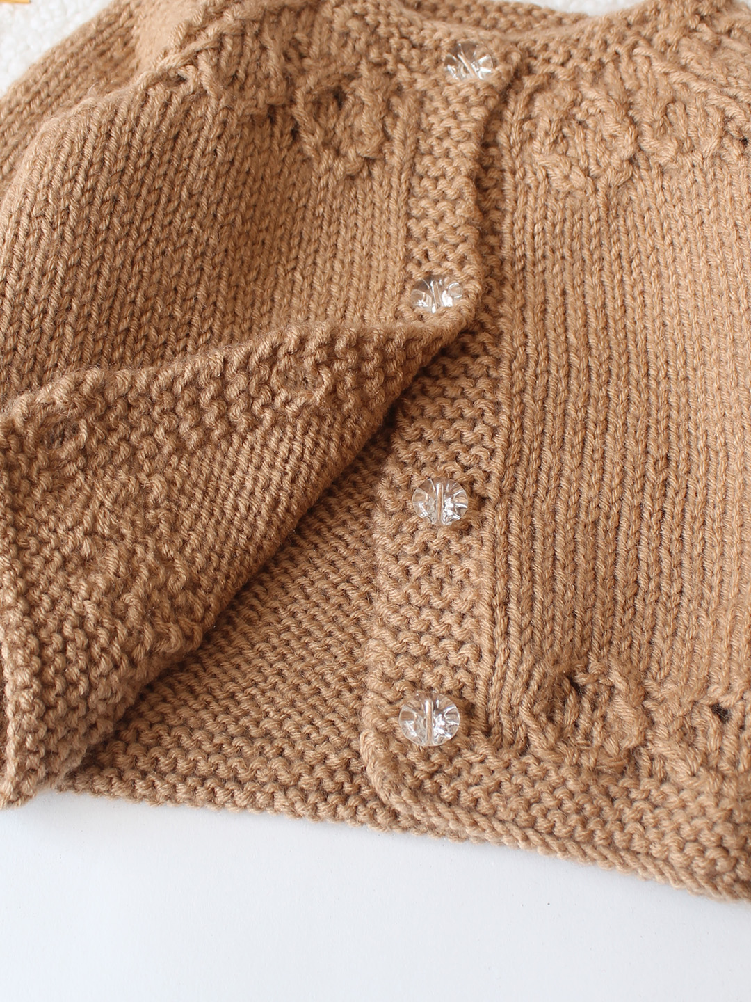 Handknitted Self Design Sweater - Brown