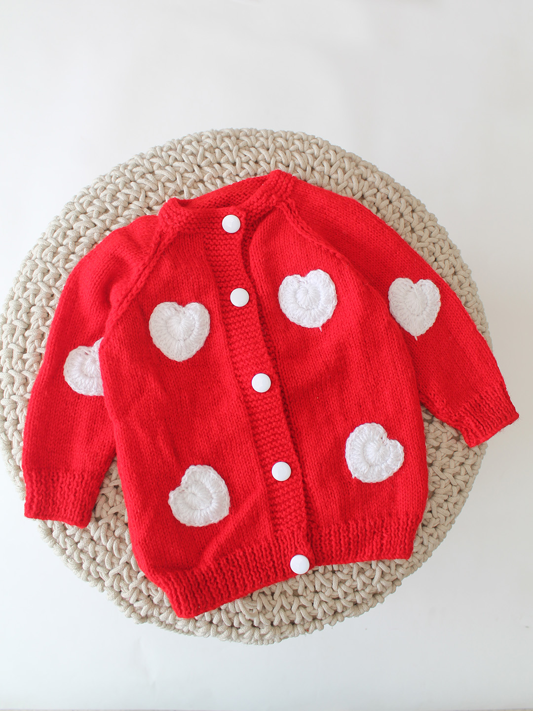 Heart Applique Newborn Sweater - Red