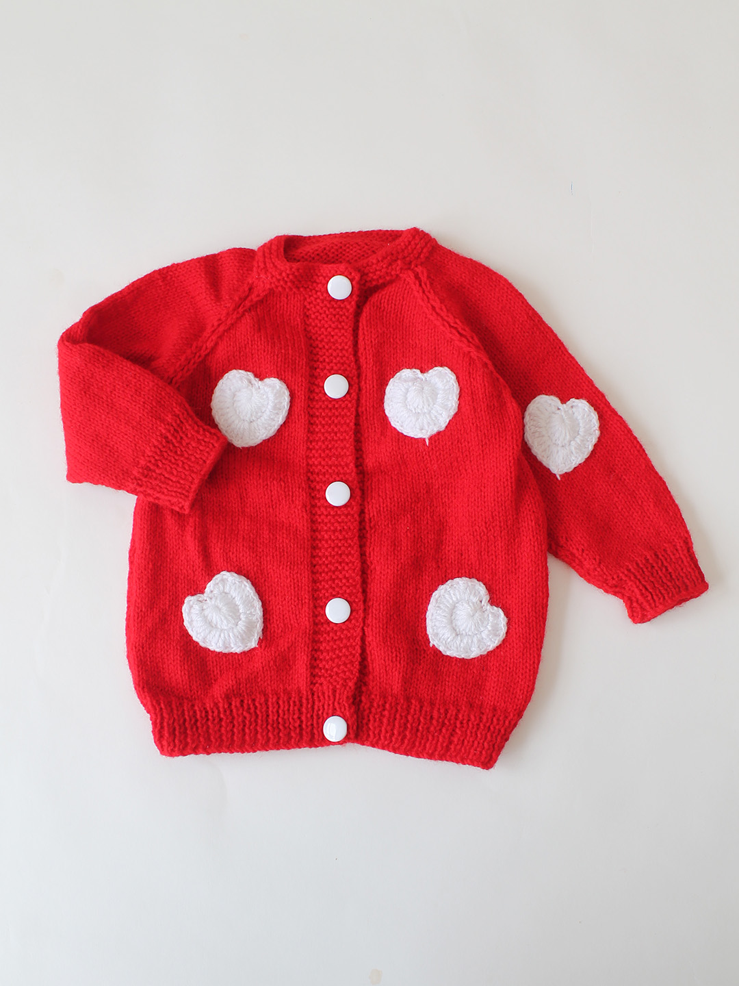 Heart Applique Newborn Sweater - Red