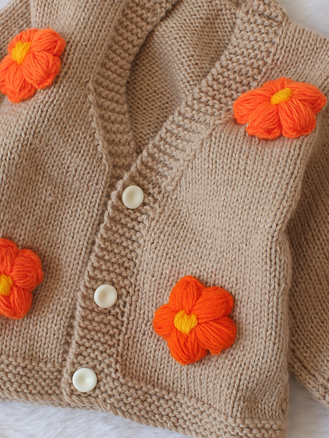 Floral Applique Sweater - Beige