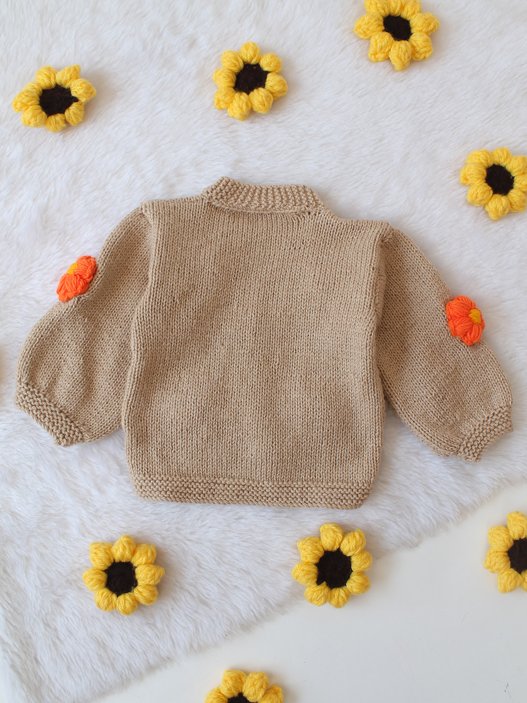 Floral Applique Sweater - Beige