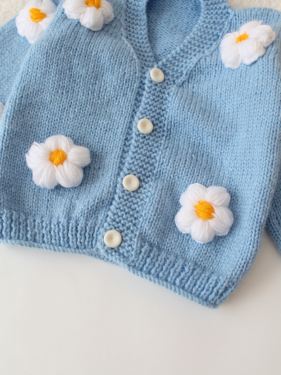 Floral Applique Sweater - Blue