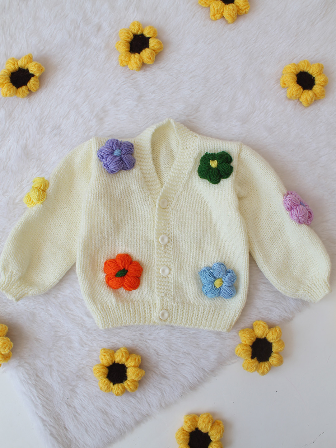 Floral Applique Sweater - Cream