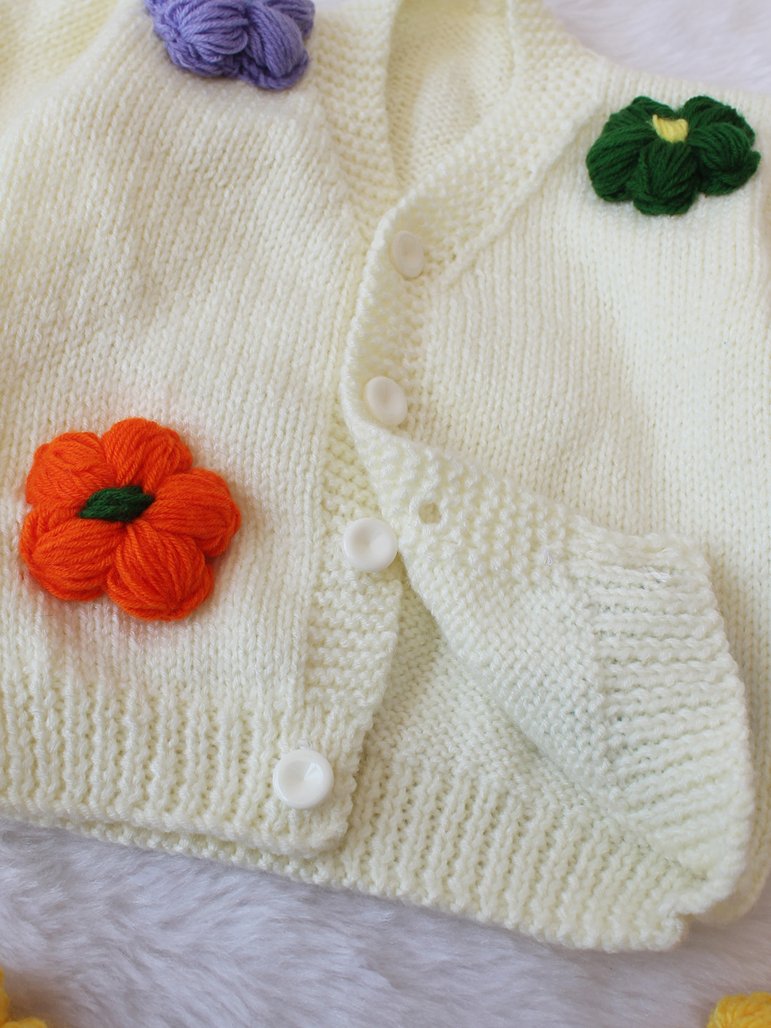 Floral Applique Sweater - Cream