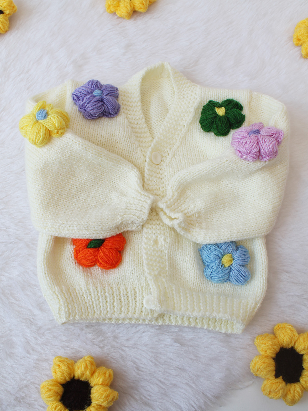 Floral Applique Sweater - Cream