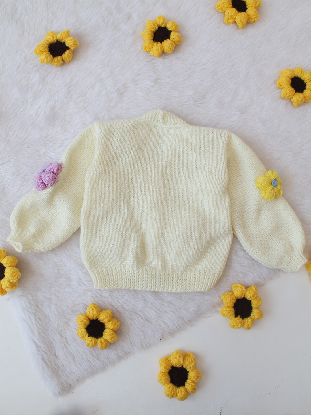 Floral Applique Sweater - Cream