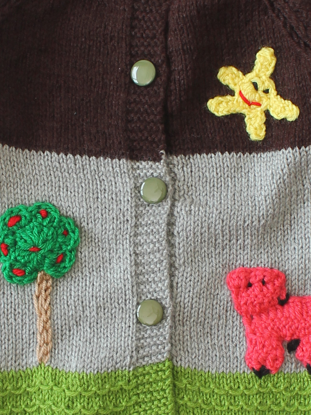 Woonie Appliques Sweater with Cap and Bootie - Multicolor