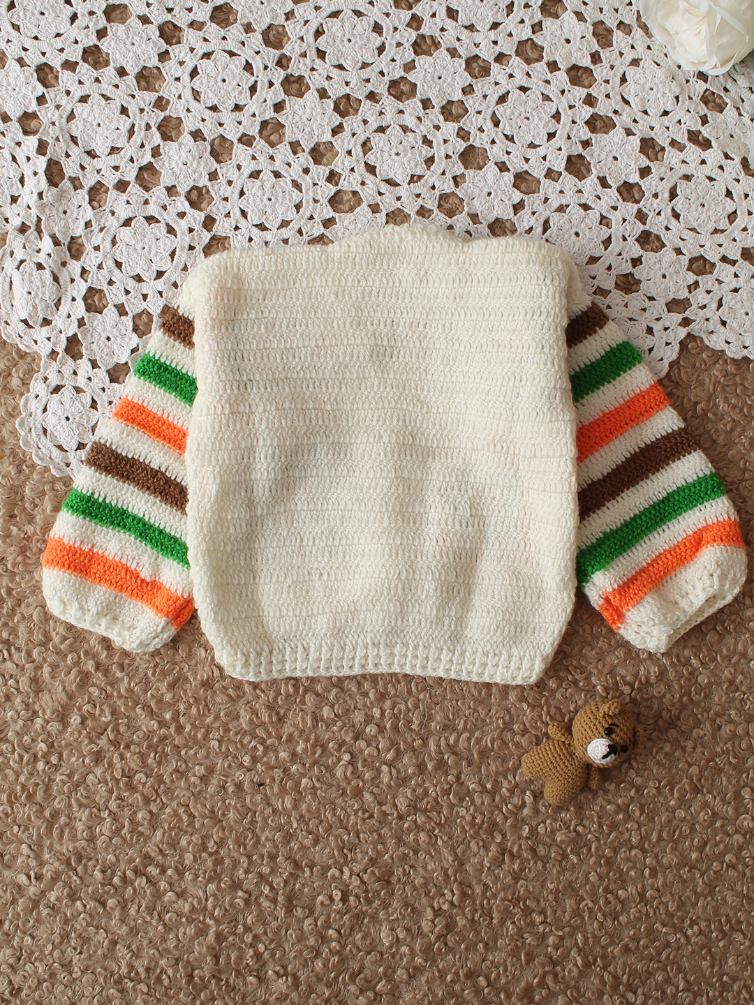 Woonie HandKnitted Full Sleeves Granny Square Detailed Cardigan - Multicolor