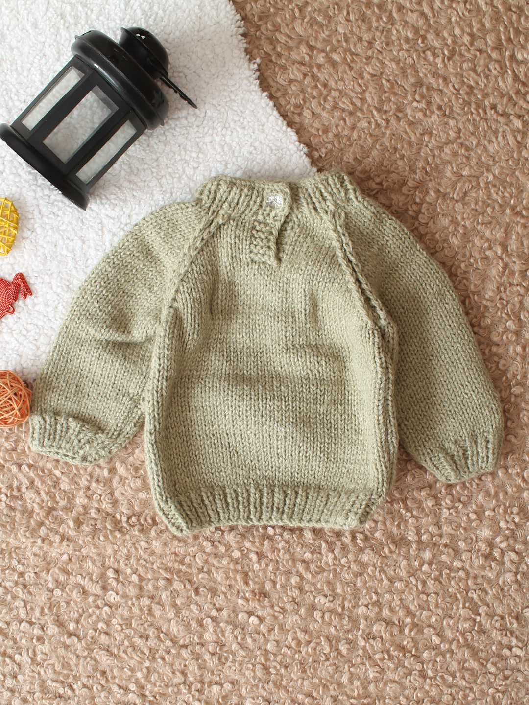 Woonie HandKnitted Full Sleeves Floral Embroidered Sweater - Beige