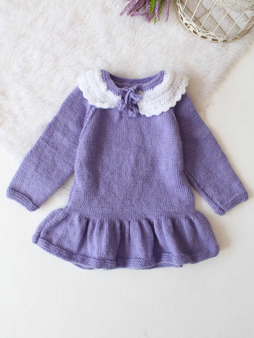 Woonie Handknitted Full Sleeves Flared Sweater - Purple