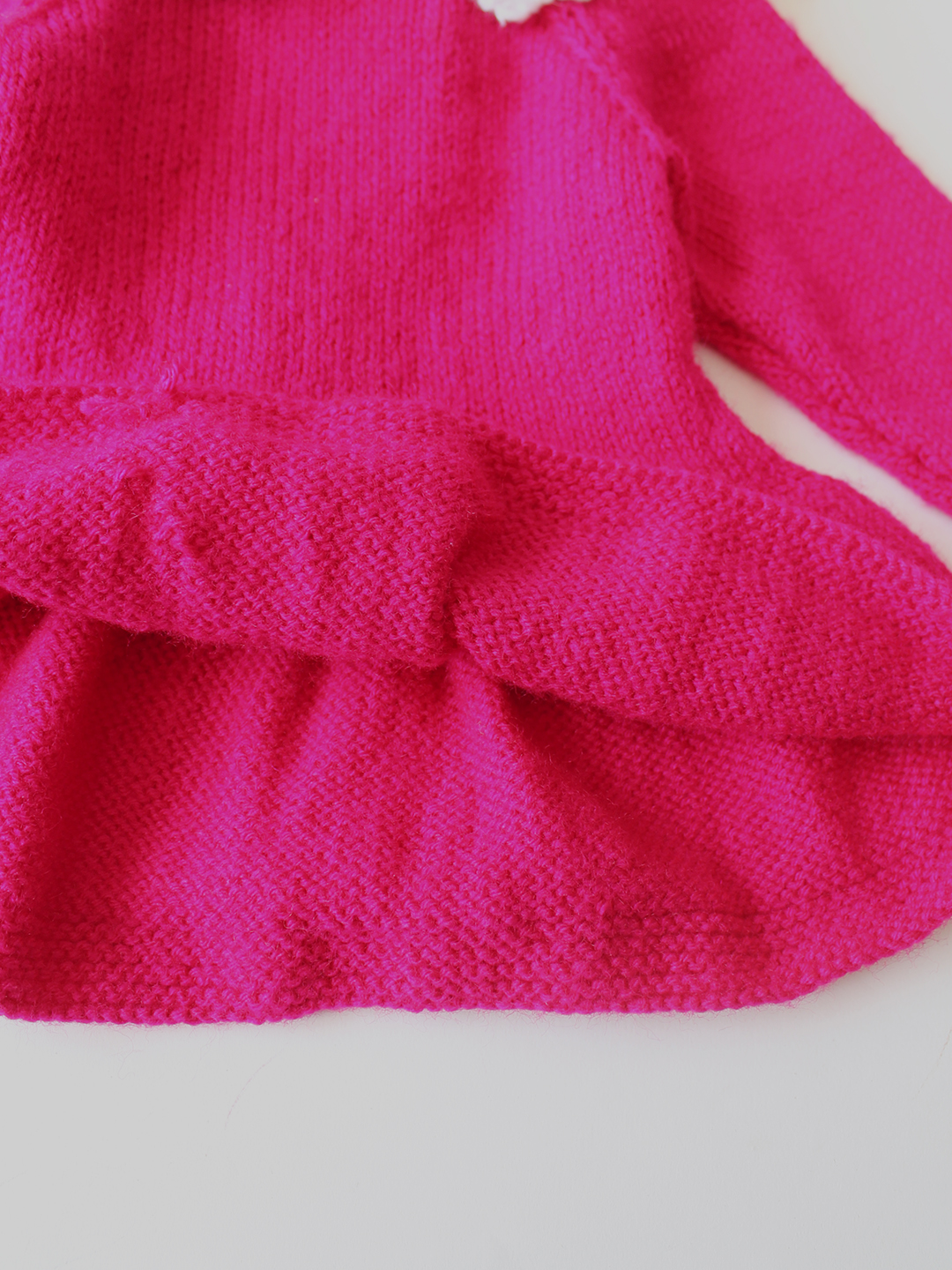 Woonie Handknitted Full Sleeves Flared Sweater - Dark Pink
