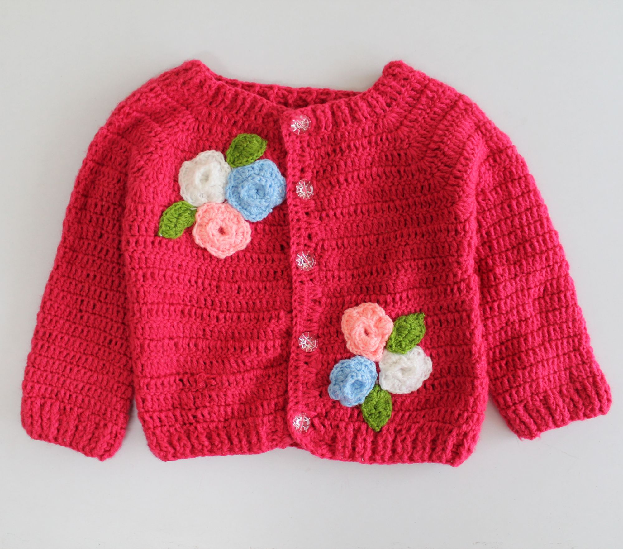 Woonie Full Sleeves Flower Design Sweater - Pink