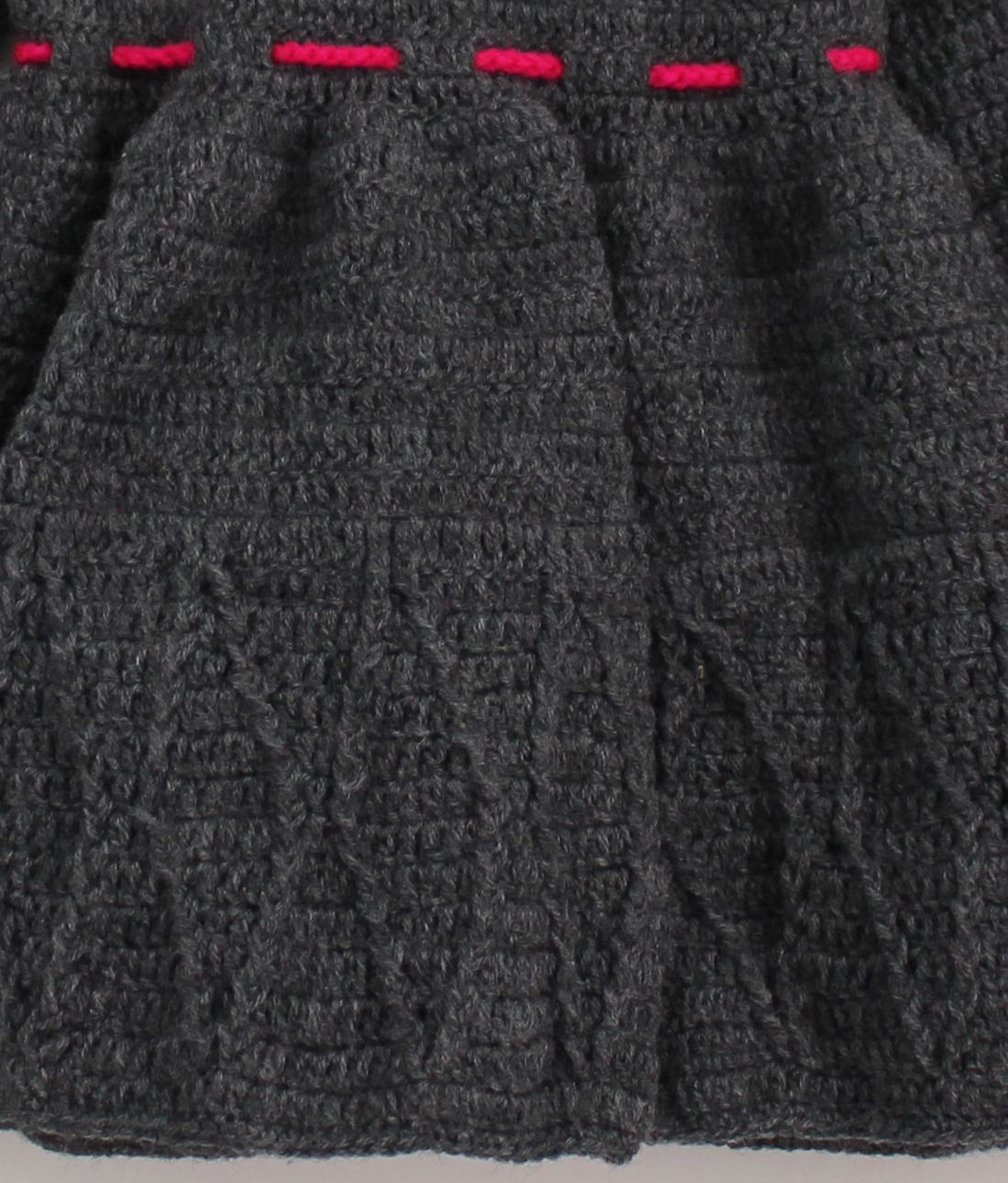 Woonie Handmade Full Sleeves Grey Sweater With Cap - Grey & Pink