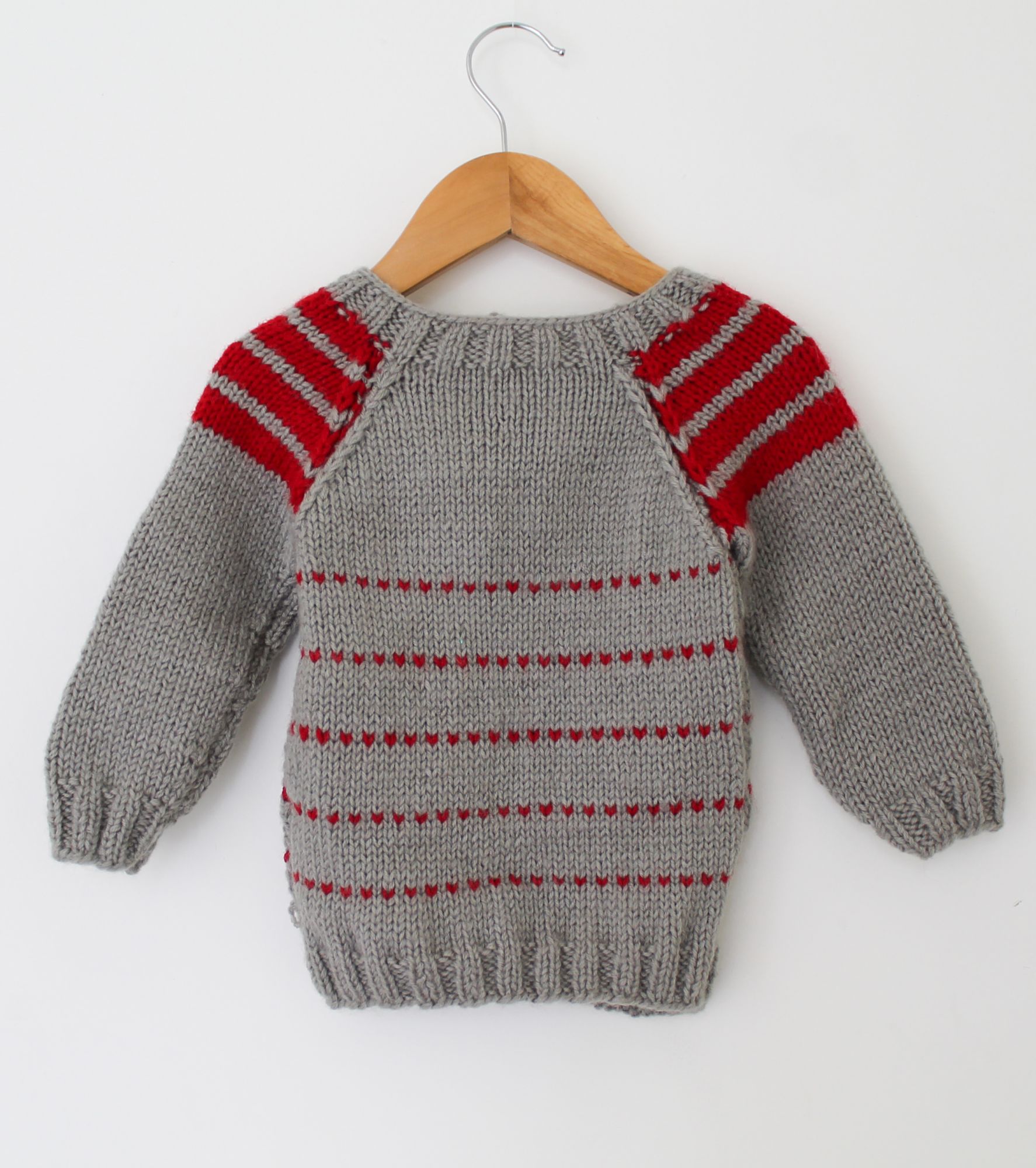 Woonie Full Sleeves Striped Handmade Sweater - Grey
