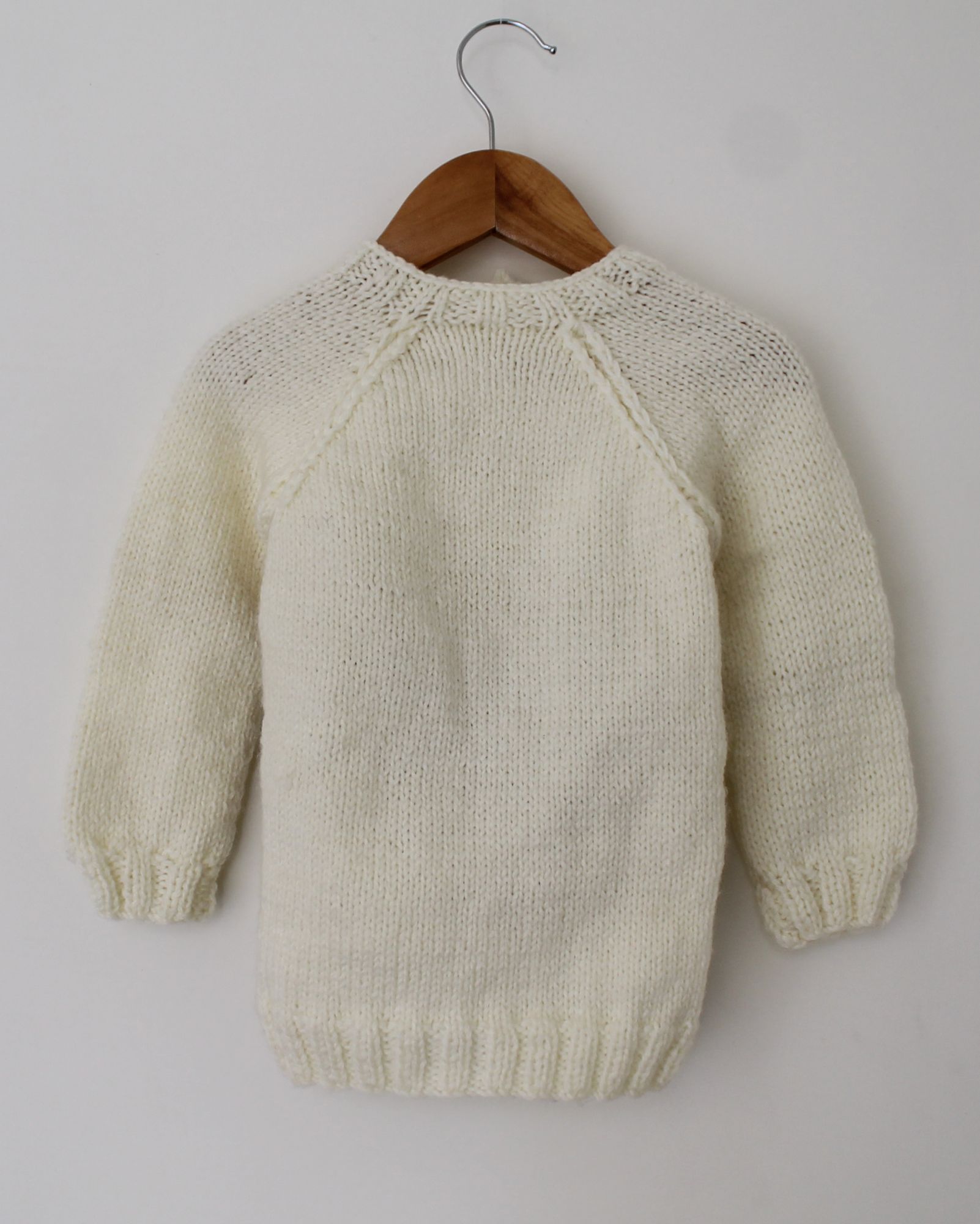 Woonie Full Sleeves Reindeer Design Handmade Sweater - Cream