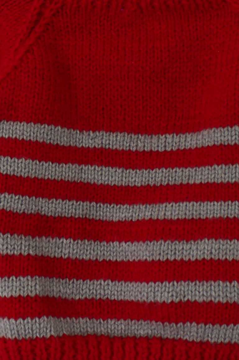 Woonie Full Sleeves Striped Handmade Sweater - Red