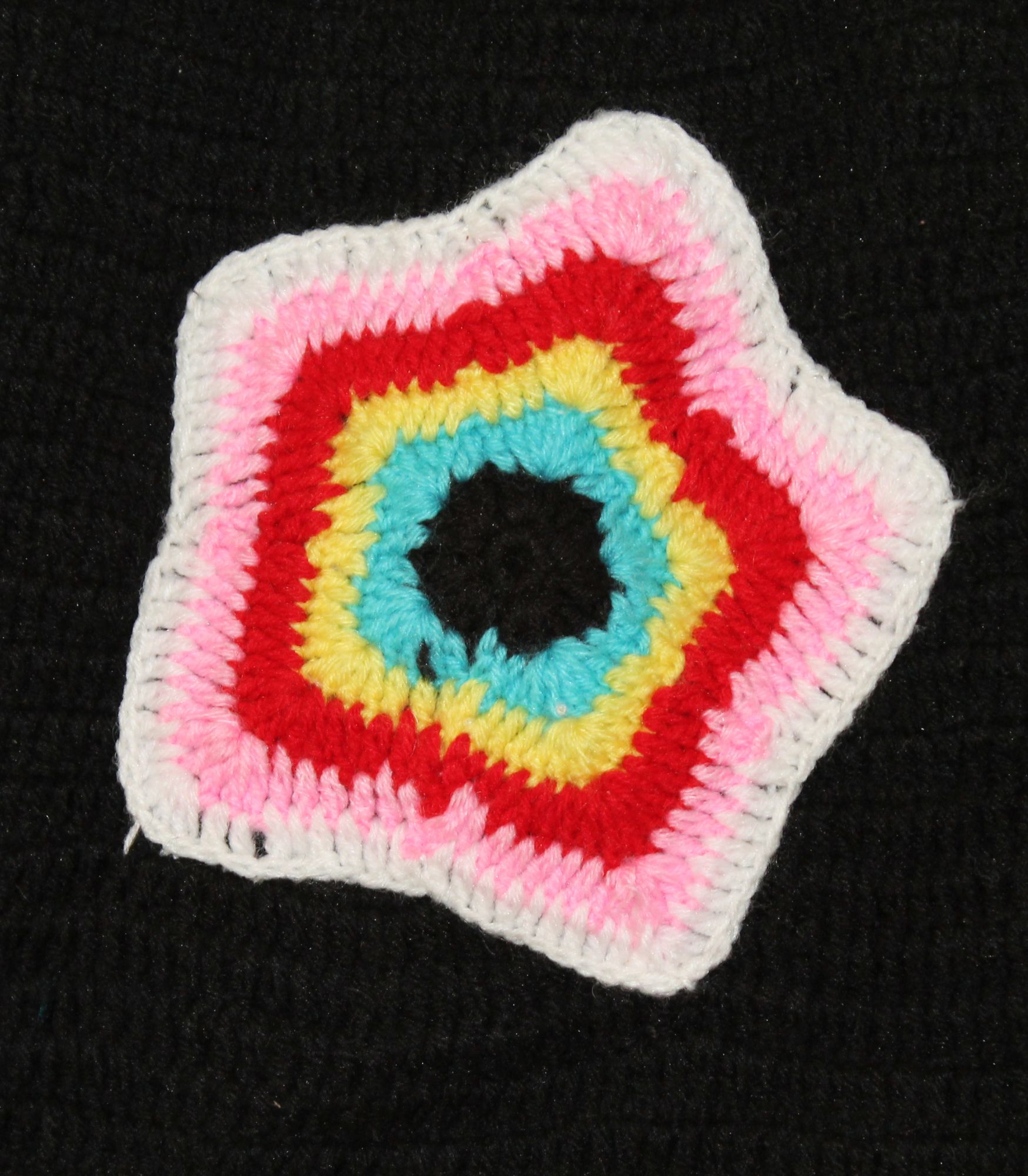 Woonie Full Sleeves Flower Applique Handmade Sweater - Black