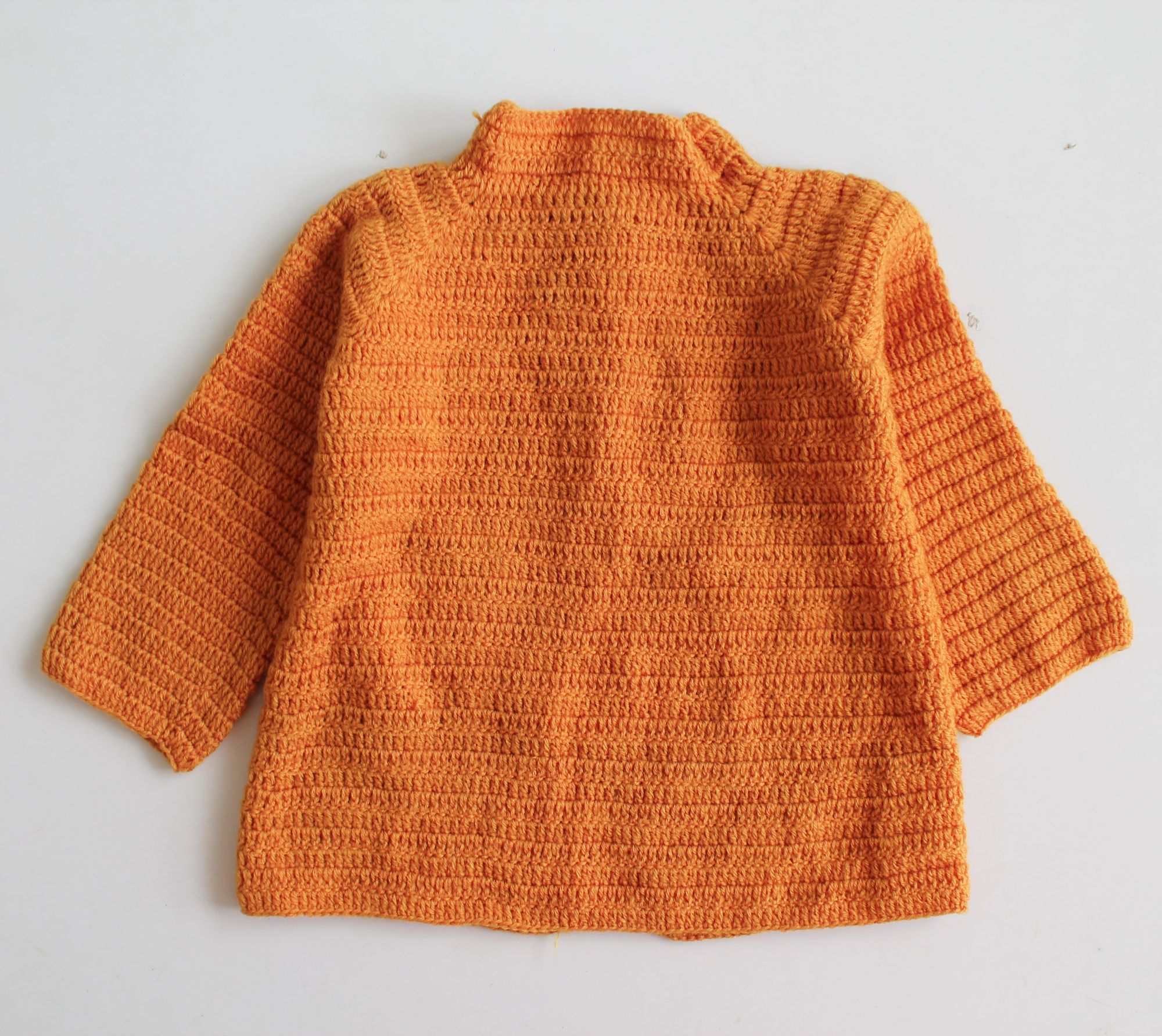Woonie Full Sleeves Bow Detailing Handmade Sweater - Orange