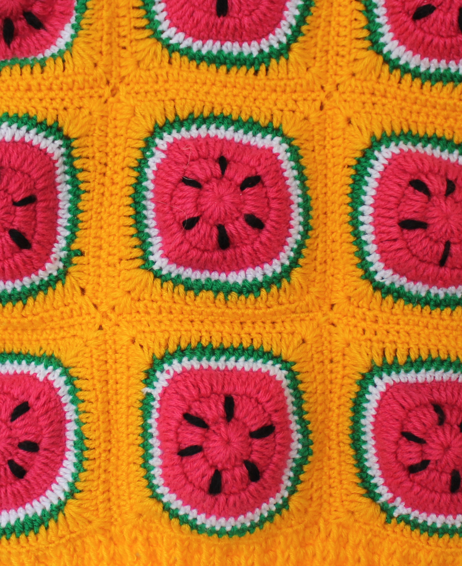 Woonie Full Sleeves Watermelon Design Handmade Sweater - Orange