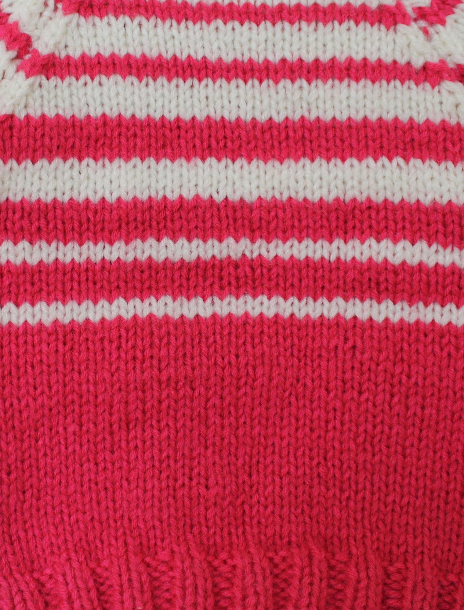 Woonie Full Sleeves Striped Handmade Sweater - Pink