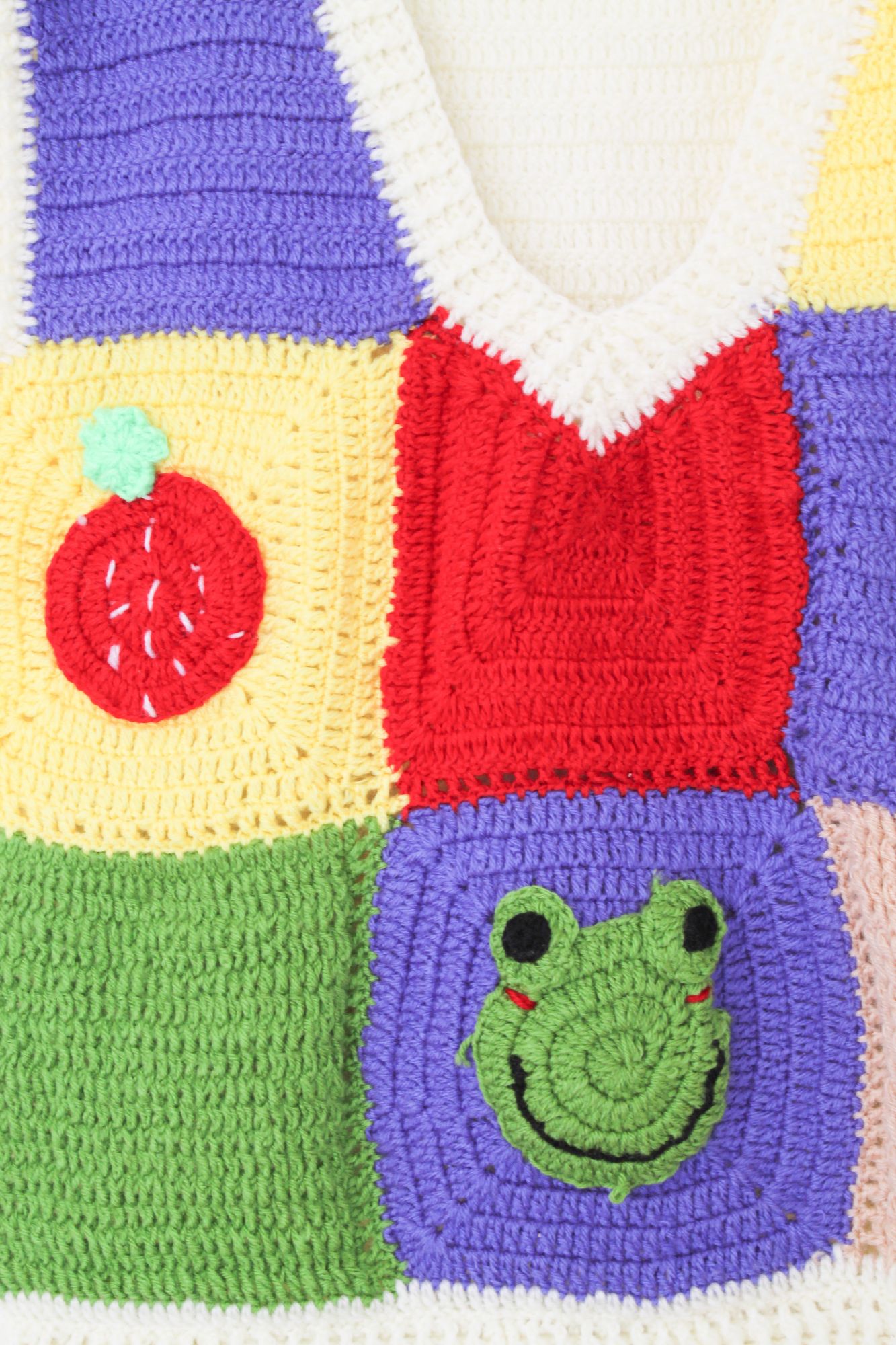 Woonie Sleeveless Checked Handmade Sweater - Multi Colour