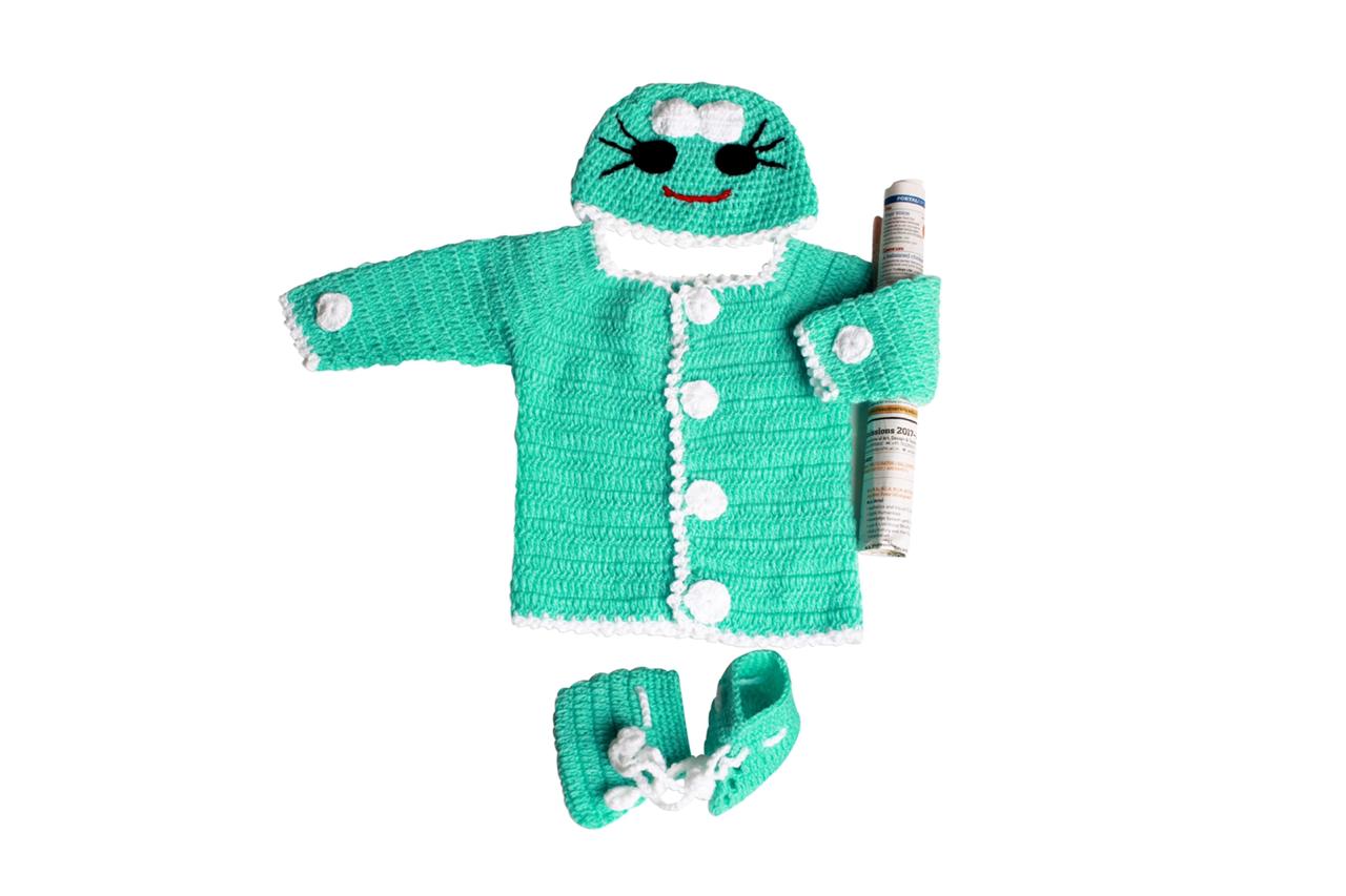 Woonie Handmade Green Sweater Set