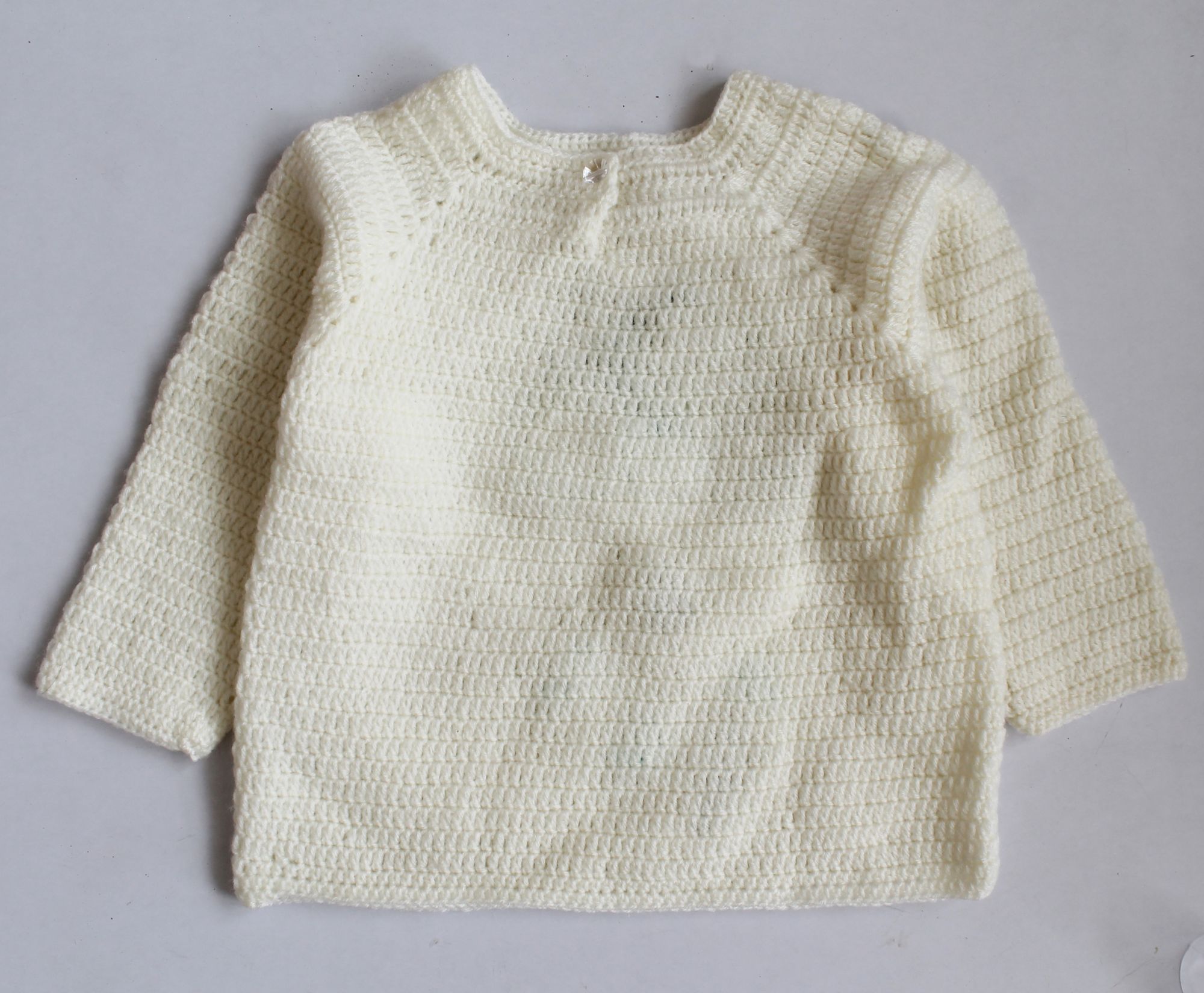 Woonie Full Sleeves Applique Detailing Handmade Sweater - Cream