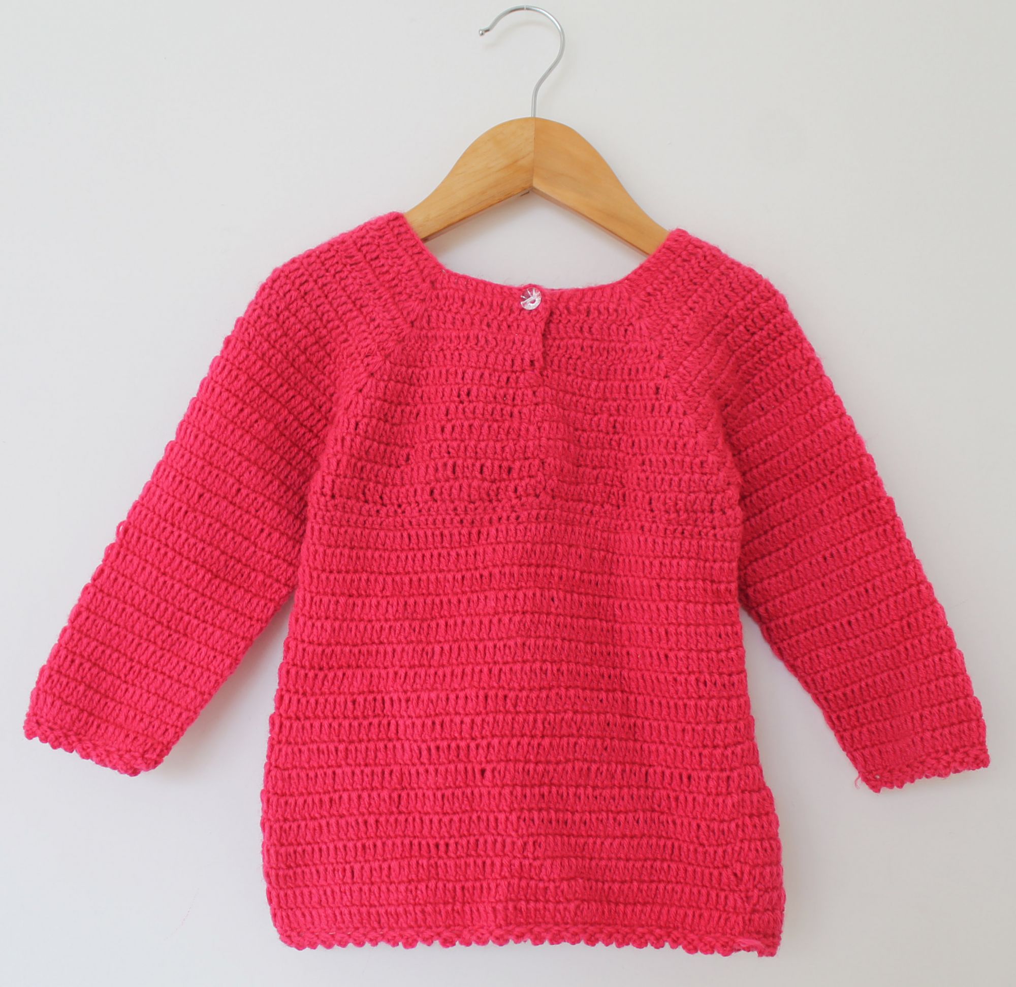 Woonie Handmade Full Sleeves Butterfly Design Sweater - Pink
