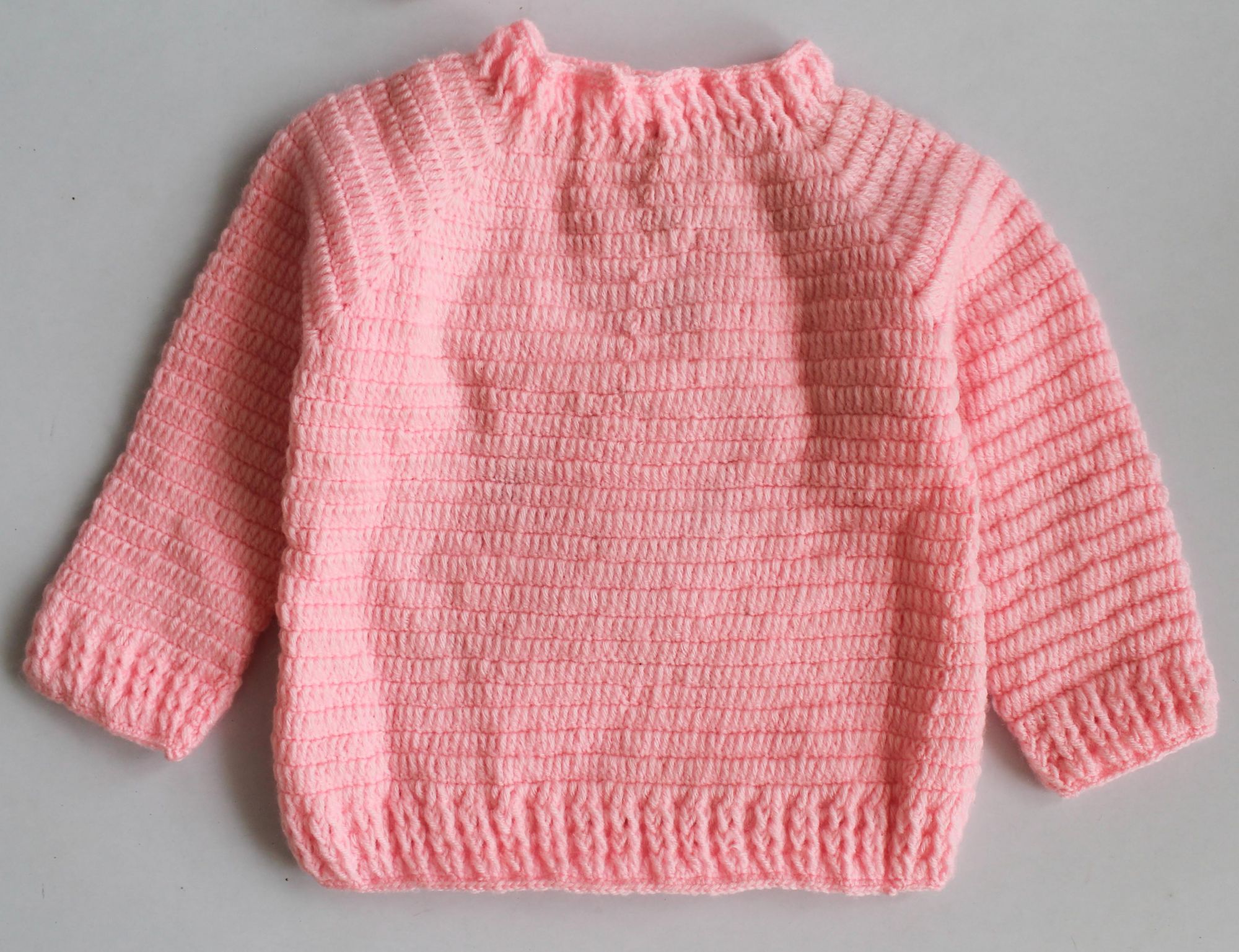 Woonie Full Sleeves Teddy Design Handmade Sweater With Cap - Pink